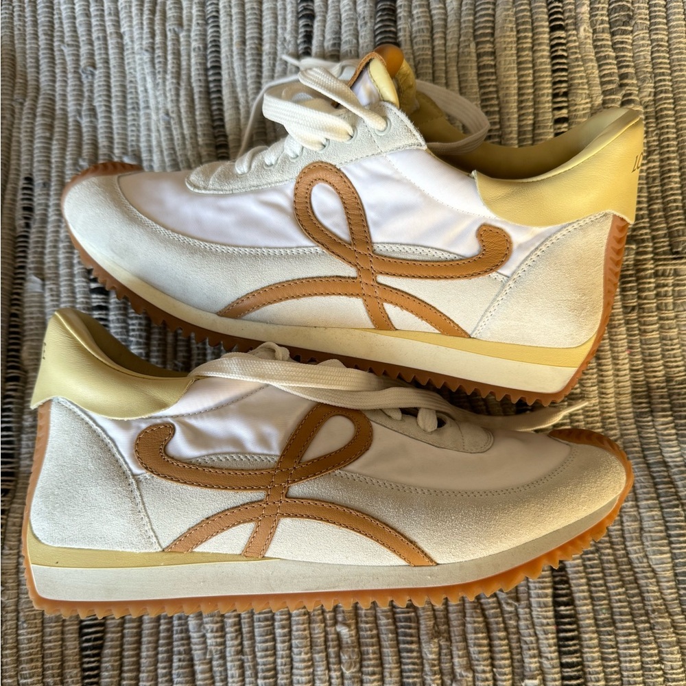 Authentic Loewe Suede-Panel Flow Runner Sneakers.